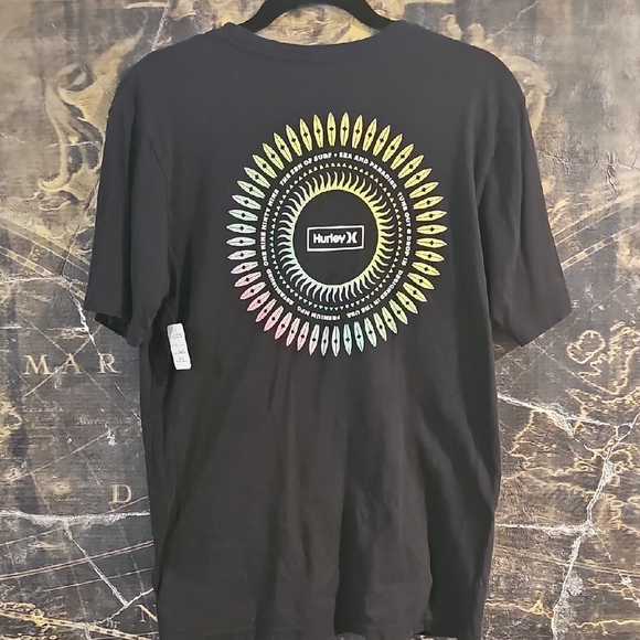 Hurley Black Short Sleeve Tee with Green Logo - Picture 5 of 5